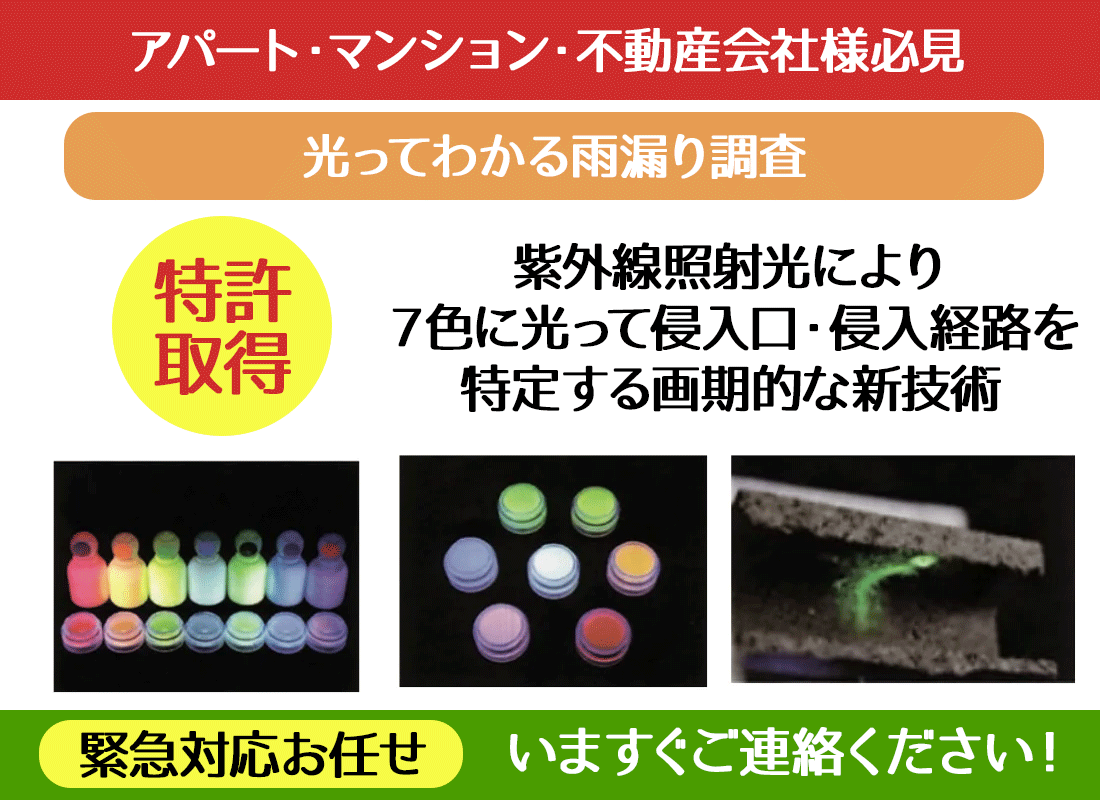 光ってわかる雨漏り調査